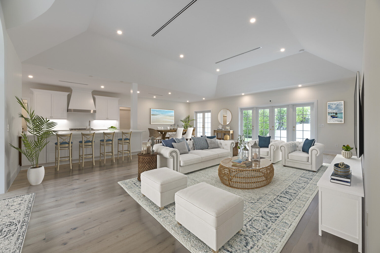 Open living room, virtually staged